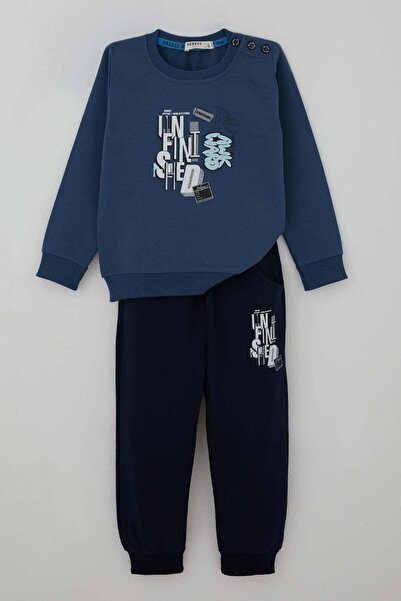 Breeze Σετ αθλητικής φόρμας για αγόρια με στάμπα γραμμάτων, 2-6 ετών, Ίντιγκο