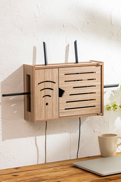 Eq deco Modern Ahşap Modem & Router Düzenleyici Kutu