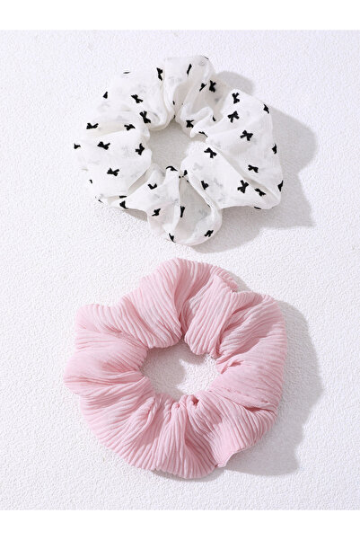 Take Two By Styli Pack of 2 - Printed Ribbed Hair Scrunchies