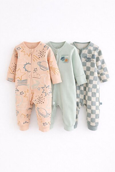 Next Baby طقم بذلة قطنية بتصميم الفضاء مكون من 3 قطع