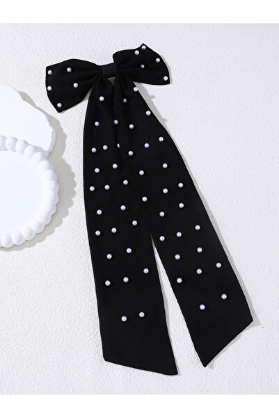 Take Two By Styli Black Pearl Bow Hair Clip