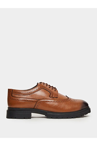 Styli Brown Chunky Brogue Lace-Up Shoes