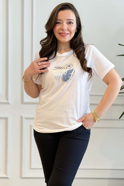 yb yağmur butik Μπλουζάκι με στάμπα πέτρινων λουλουδιών