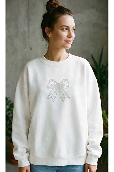 ZAVIXO -Kadin Funky Stroke Stone Printed Sweatshirt Pink