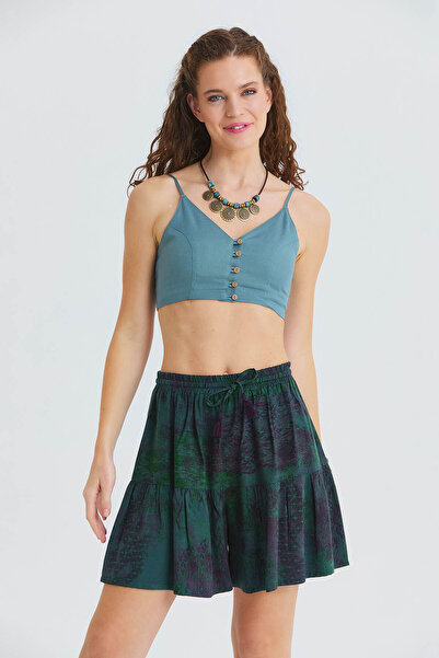 Los banditos Bluză crop cu bretele subțiri și detalii cu nasturi