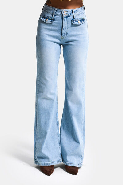 it's basic Women's Ice 4S6-3 Flare Fit High Waist Stretch Fabric Denim Jeans