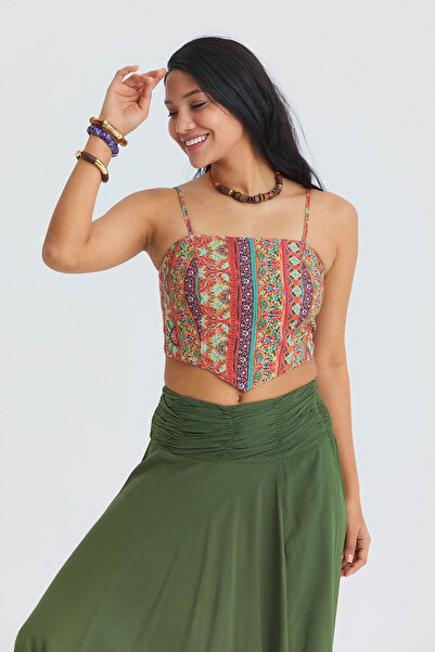 Los banditos Bluză crop cu bretele reglabile și spate elastic