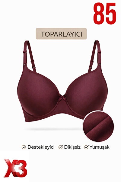 PRUSA İÇ GİYİM Women's Padded (Supported) Underwire Gathering Bra in Burgundy...