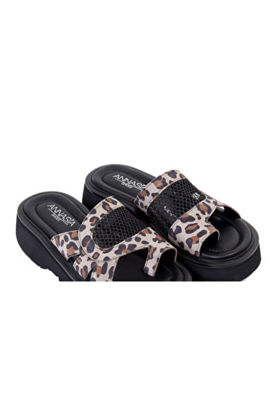 ANNASIA SHOES Papuci HELEN - Piele cu imprimeu animal