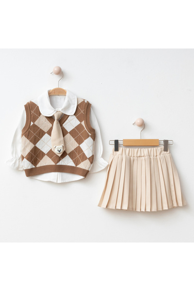 My Lusa baby wear Girl's Diamond Patterned Knitwear Vest – 3 Colors – Ages 2-5