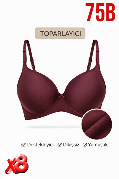 PRUSA İÇ GİYİM Women's Padded (Supported) Underwire Gathering Bra in Burgundy...