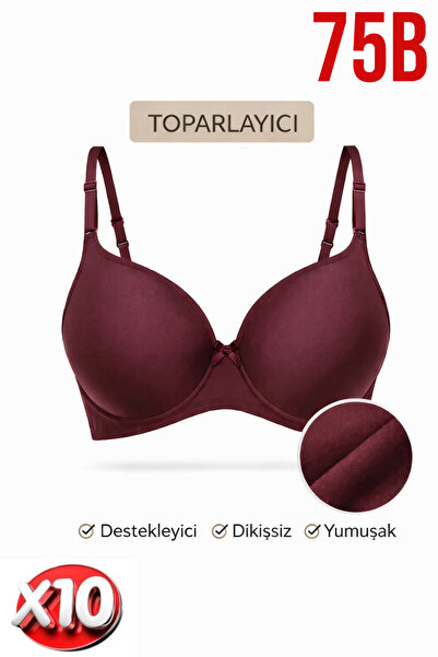 PRUSA İÇ GİYİM Women's Padded (Supported) Underwire Gathering Bra in Burgundy...