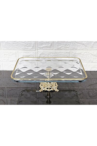 atabey home صينية بوركام ذهبية بقاعدة مصبوبة - لتقديم الكيك والكوكيز والحلويا...