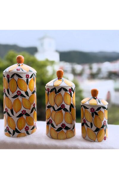 Ayosse Handmade 16X22X26 cm 3-Piece Ceramic Spice Jar Set