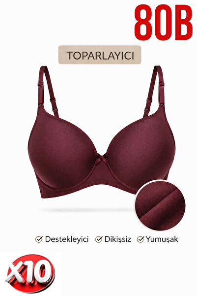 PRUSA İÇ GİYİM Women's Padded (Supported) Underwire Gathering Bra in Burgundy...