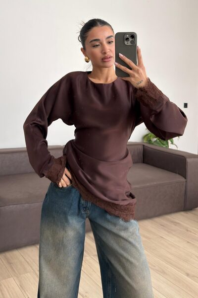 solena sln Γυναικεία δαντελένια μπλούζα με λεπτομέρειες και δέσιμο στην πλάτη...