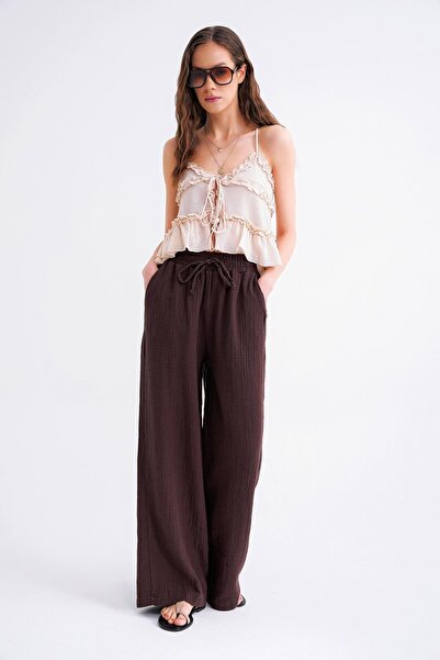ikomteks Comfortable Fit Muslin Palazzo Trousers