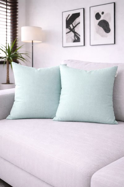 GOCCIA HOME 2-Piece Linen Look Cushion Cover Water Green