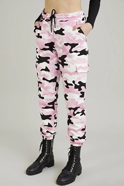 NEW JOURNAL Γυναικείο ροζ παντελόνι παραλλαγής με ελαστικό τελείωμα στα μπατζ...