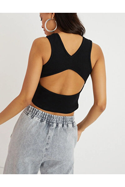 NEW JOURNAL Bluză neagră decoltată pentru femei APP1166