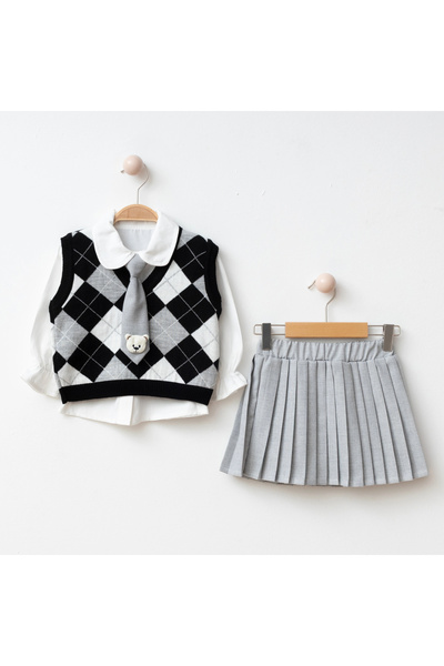 My Lusa baby wear Girl's Diamond Patterned Knitwear Vest – 3 Colors – Ages 2-5