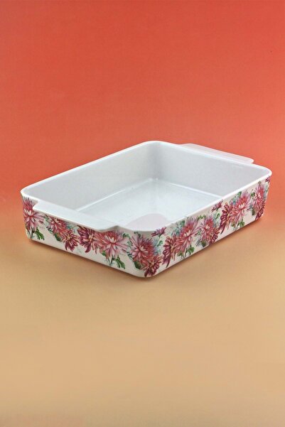Bursa Porselen Dekor Chrysanthemum Rectangular Porcelain Oven Dish