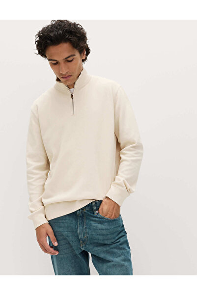 Marks & Spencer Pamuklu Karışımlı Yarım Fermuarlı Sweatshirt