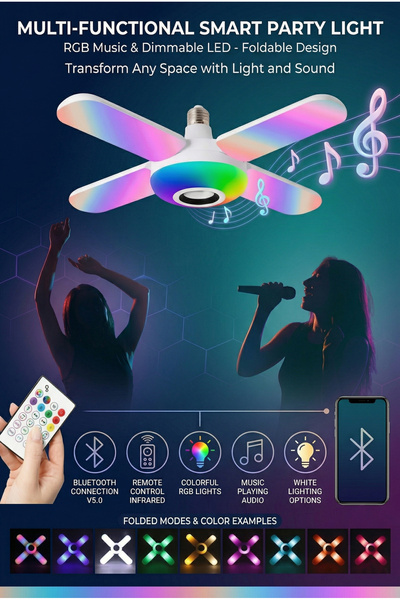BAFRA LİHGTİNG 36 Watt, RGB Renk Led Ampul, Kumandalı, Bluetooth 4+1 Music Ma...