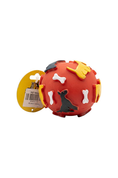 MPET Pet Toy Ball - Durable Rubber Interactive Squeaky Ball with Bone & Paw P...