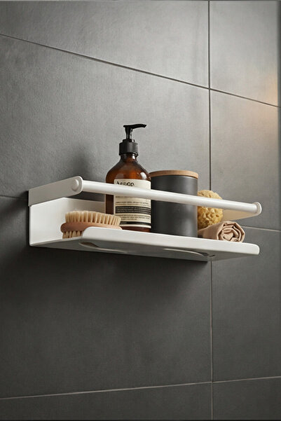 Zift Unique 25CM Paslanmaz Çelik Duş Rafı, Yapışkan Montaj Banyo Rafı,Beyaz M...