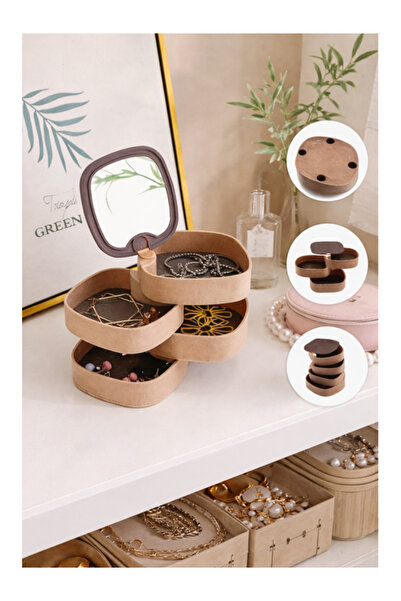 CASA JOY Rotating jewelry organizer with mirror