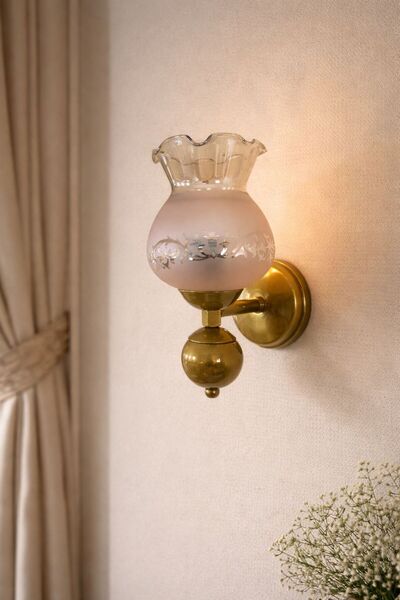 Ömür Avize شمعدان حائط من الزجاج السلطاني بتصميم كلاسيكي ذهبي عتيق