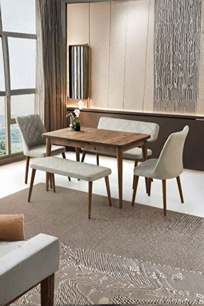 Savita Home Modern Bahçe, Balkon Çay Seti 4-6 Kişilik Ahşap Masa Nova Sandaly...