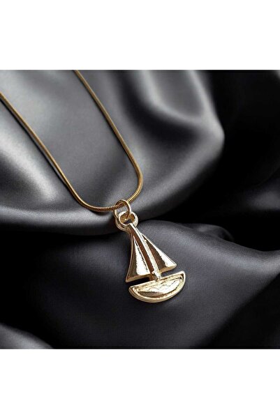 Miastore قلادة من الفولاذ على شكل شراع ذهبية اللون لا تفقد بريقها، قلادة نسائ...
