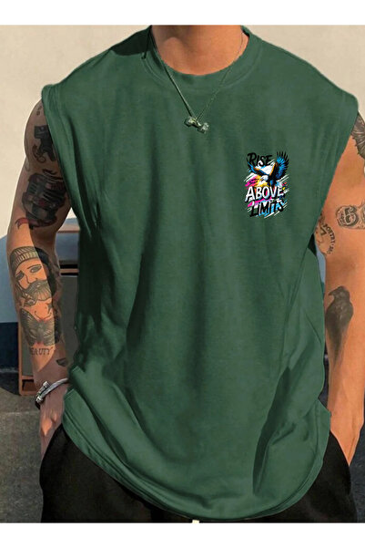 SUNFREE Wild Printed Sportswear Zero Sleeve Oversize Men's Tshirt