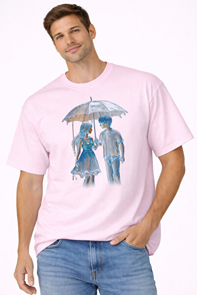 VODEXA Tricou oversize unisex cu imprimeu UMBRELLA, 100% bumbac, croială conf...