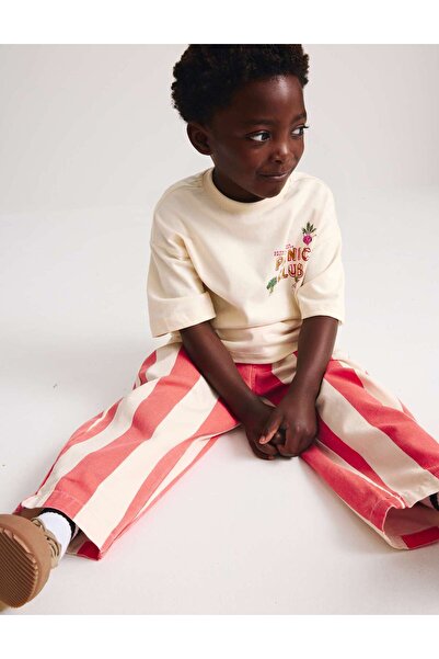 Marks & Spencer 2'li Saf Pamuk T-Shirt ve Çizgili Pantolon Takımı (2-8 Yaş)