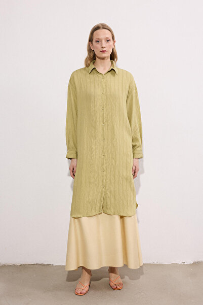 Touché Privé Natural Textured Self-Patterned Maxi Shirt