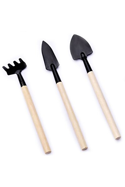 Bsr Set of 3 gardening tools, metal+wood, 17 cm