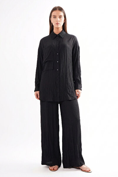 Ceremony Front Buttoned Two Layer Pocketed Trousers Cupra Set 914 Black