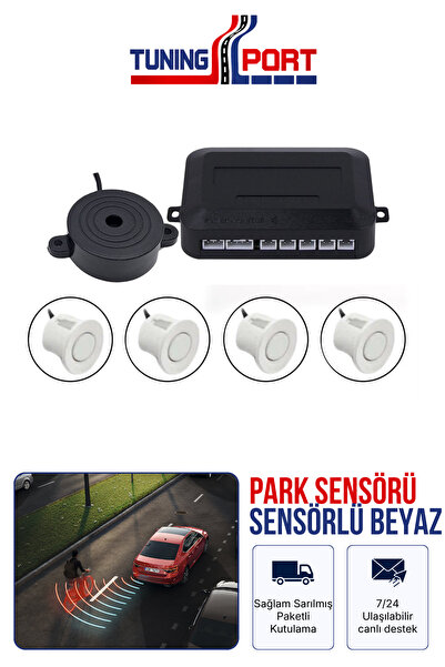 TuningPort Sesli Park Sensörü 18 mm Beyaz Set Geri Vites Uyarı Sensörü