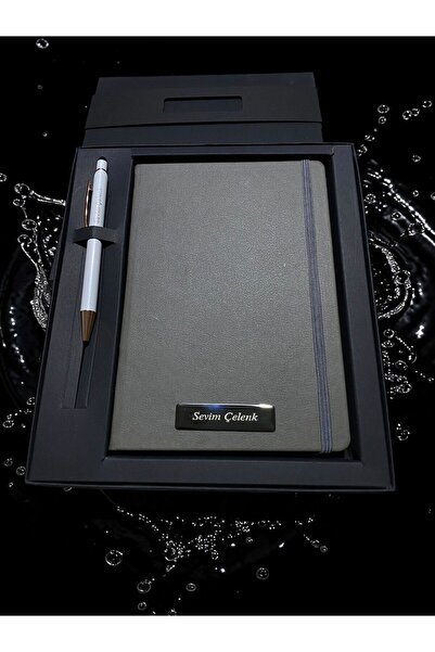 Pluvia Hediyelik Kişiye Özel Kenar Boyalı Notebook & Kalem & Kutulu Set