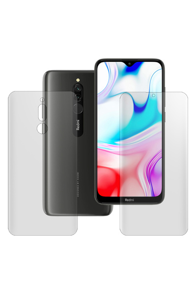 SILKASE Set of 2 matte foils for Xiaomi Redmi 8, phone protection, silicone