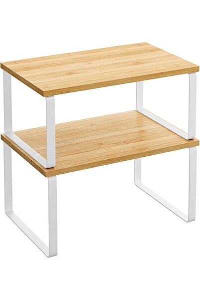 SONGMICS Set of 2 kitchen storage shelves, wood/metal, white/