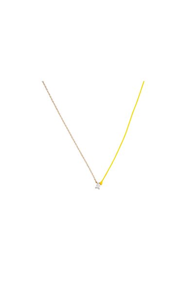 PETIT-ATELlER Yellow Cord Gold Chain Female Minimalist Solitaire Zircon Penda...