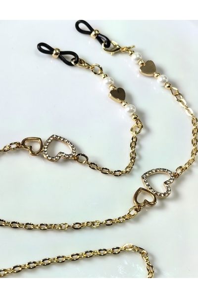 THİNBLACK Glasses Chain with Zircon Stone and Heart Figure