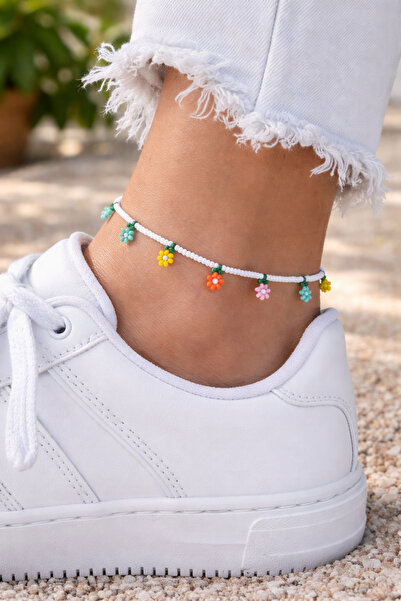 EL YAPIMI Multicolored Floral Anklet