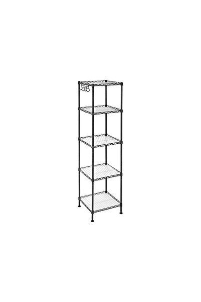 SONGMICS Storage Rack, 5 Levels, Metal, Black, 30 x 30 x 123 cm