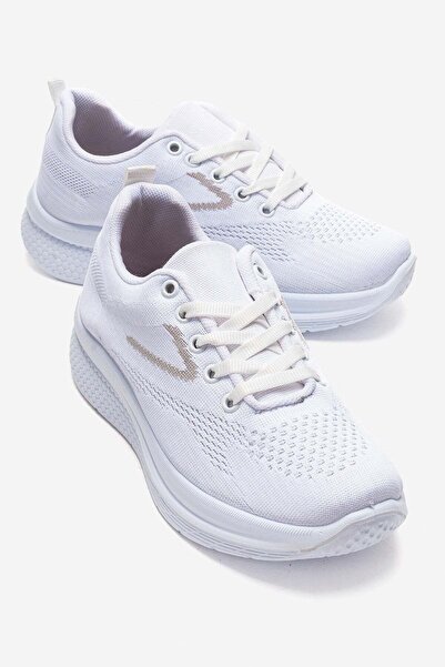 CCWAY AYAKKABI Sade Knitwear Women's Shoes White Silver