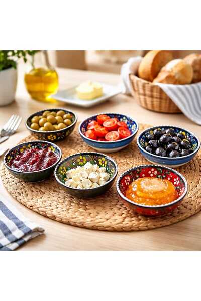 Handmade İZAYP El Yapımı Seramik Çerezlik / Kahvaltılık Seti (6’lı)